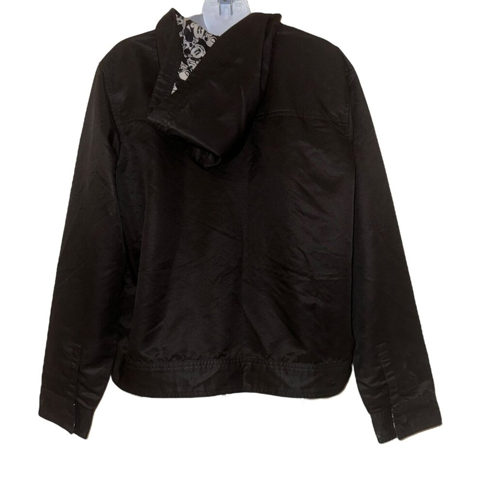 Disney Lightweight Jacket Big Boys L Black Mickey Mouse Lined Hooded Embroidered - Picture 6 of 11